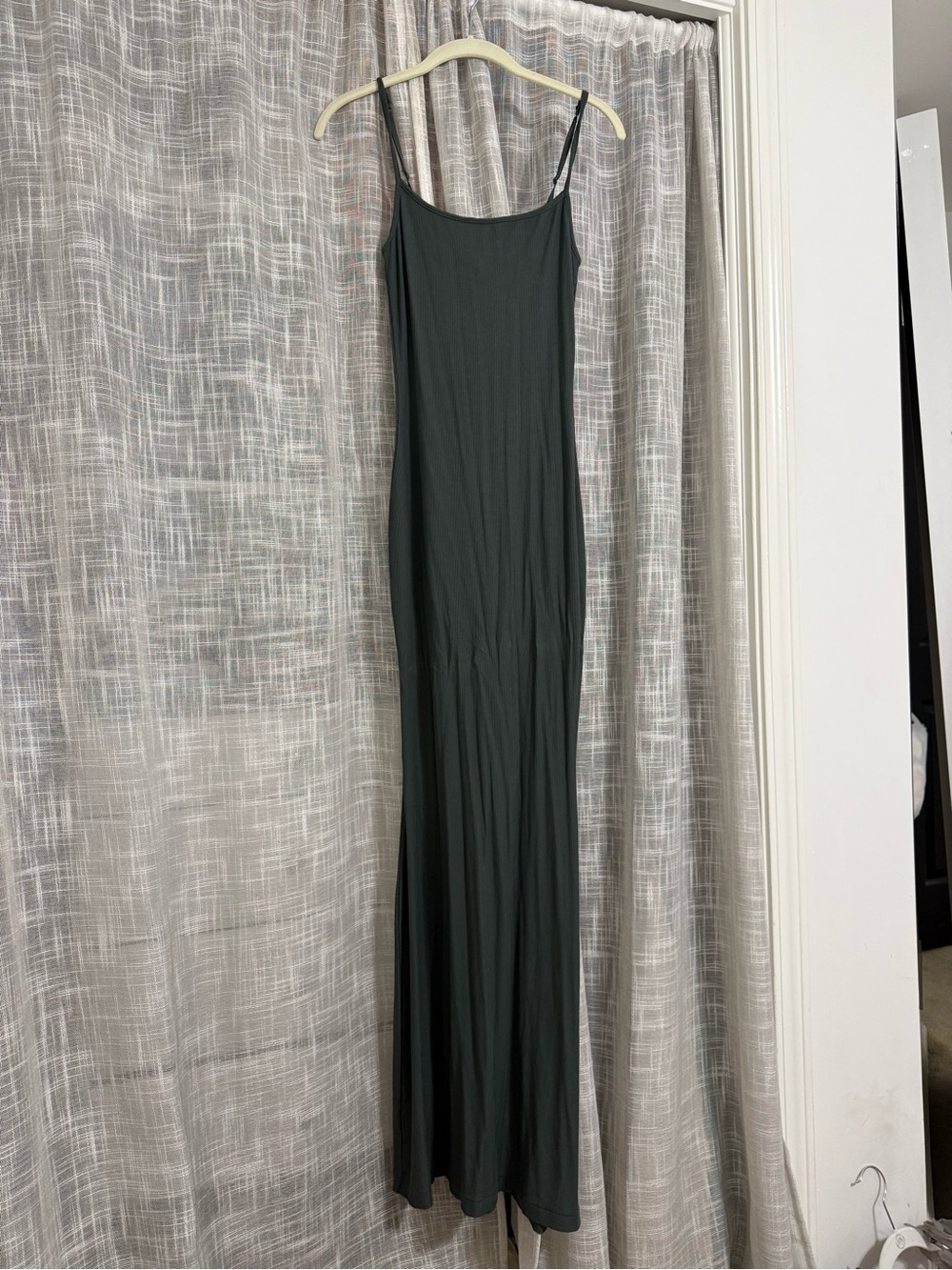 SKIMS Black Spaghetti Strap Maxi Slip Dress